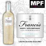 Personalised Pinot Grigio Wine Bottle LABEL - Birthday CHRISTMAS - Any text