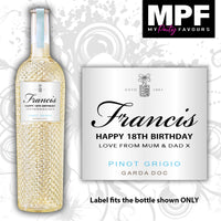 Personalised Pinot Grigio Wine Bottle LABEL - Birthday CHRISTMAS - Any text