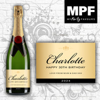 Personalised Birthday Prosecco / Champagne Bottle Label - 3 Styles Available