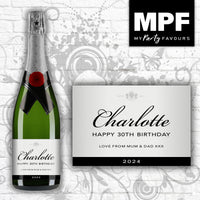 Personalised Birthday Prosecco / Champagne Bottle Label - 3 Styles Available