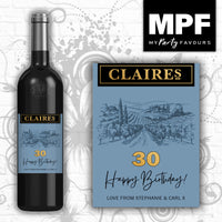 Personalised Birthday Wine/Gin/Vodka Bottle Label - Any Name and Age - Hardys