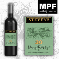Personalised Birthday Wine/Gin/Vodka Bottle Label - Any Name and Age - Hardys
