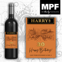 Personalised Birthday Wine/Gin/Vodka Bottle Label - Any Name and Age - Hardys