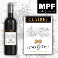 Personalised Birthday Wine/Gin/Vodka Bottle Label - Any Name and Age - Hardys
