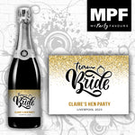 Personalised Bride - Hen Champagne Prosecco Bottle Label