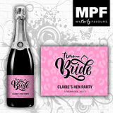 Personalised Bride - Hen Champagne Prosecco Bottle Label