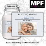 Personalised Memorial Photo Candle Label Sticker - In loving memory Funeral Wake