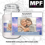 Personalised Memorial Photo Candle Label Sticker - In loving memory Funeral Wake