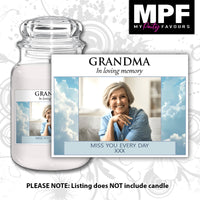 Personalised Memorial Photo Candle Label Sticker - In loving memory Funeral Wake