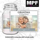 Personalised Memorial Photo Candle Label Sticker - In loving memory Funeral Wake