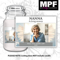 Personalised Memorial Photo Candle Label Sticker - In loving memory Funeral Wake