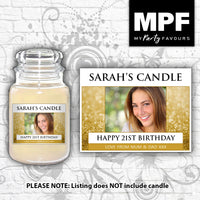 Personalised Birthday Photo Candle Label Sticker - any occasion