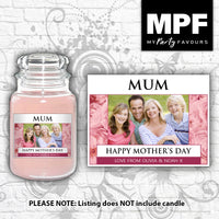 Personalised Mothers Day Photo Candle Label Sticker