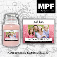 Personalised Mothers Day Photo Candle Label Sticker