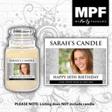 Personalised Birthday Photo Candle Label Sticker - any occasion