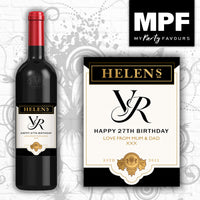 Personalised Birthday Wine/Gin/Vodka Bottle Label - Any Name and Age - Hardys
