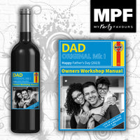 Personalised Photo Fathers Day Wine Gin Vodka Bottle Label Haynes Retro Father's