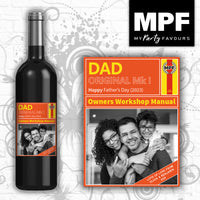 Personalised Photo Fathers Day Wine Gin Vodka Bottle Label Haynes Retro Father's