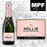 Personalised Graduation Champagne Bottle Label - Any Name - 4 Styles Available