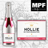 Personalised Graduation Champagne Bottle Label - Any Name - 4 Styles Available