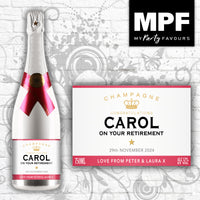 Personalised Retirement Champagne Bottle Label - Any Name - 4 Styles Available