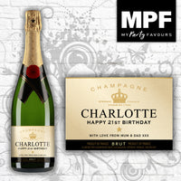 Personalised MOET Style Birthday Champagne Bottle Label - 3 Styles Available Prosecco