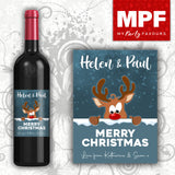 Personalised Funny Christmas Wine Bottle Label Secret Santa Gift