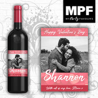 Personalised Valentine Photo Wine Bottle Label - Girlfriend Wife Fiancée Partner