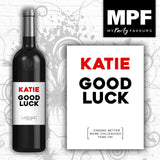 Personalised New Job Leaving Wine Bottle Label - Good Luck - Funny