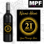 Personalised Gold Birthday Wine Bottle Labels - 21st 30th 40th 50th 60th Any Age