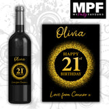 Personalised Gold Birthday Wine Bottle Labels - 21st 30th 40th 50th 60th Any Age