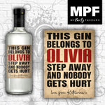 Personalised Funny Wine Gin Vodka Bottle Label - Any Name - Vintage Shabby Chic Retro