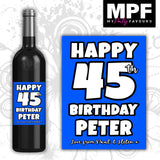 Personalised Birthday Wine Bottle Label - 18th 21st 30th 40th 50th 7 colours