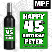 Personalised Birthday Wine Bottle Label - 18th 21st 30th 40th 50th 7 colours