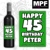 Personalised Birthday Wine Bottle Label - 18th 21st 30th 40th 50th 7 colours