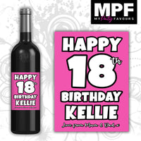 Personalised Birthday Wine Bottle Label - 18th 21st 30th 40th 50th 7 colours
