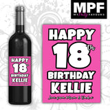 Personalised Birthday Wine Bottle Label - 18th 21st 30th 40th 50th 7 colours
