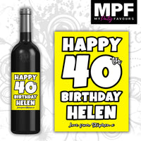 Personalised Birthday Wine Bottle Label - 18th 21st 30th 40th 50th 7 colours