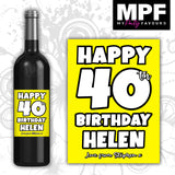 Personalised Birthday Wine Bottle Label - 18th 21st 30th 40th 50th 7 colours