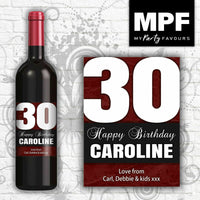 Personalised Birthday Wine Bottle Label (Red)- 18th, 21st, 30th, 40th, 50th, Any Age
