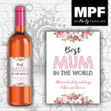 Personalised Mother's Day Wine/Champagne/Prosecco Bottle Label - Flowers - Any Name & Message