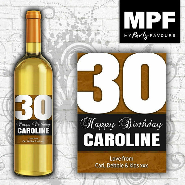Personalised Birthday Wine Bottle Label (Gold)- 18th, 21st, 30th, 40th, 50th, Any Age