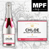 Personalised Birthday Champagne Bottle Label - ICE ROSE