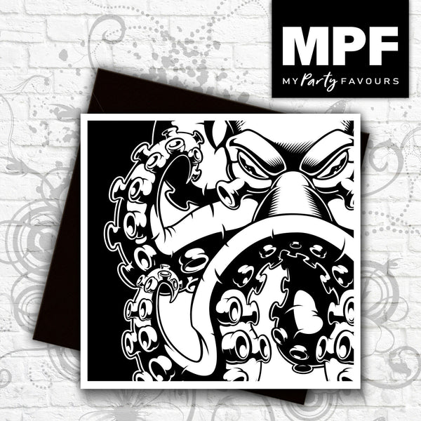 Kraken/Octopus card hand made tattoo/punk/biker/goth birthday/any occasion