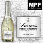 Personalised Prosecco Bottle LABEL - Christmas Gift - Secret Santa XMAS