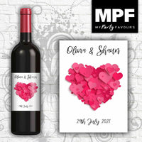 Personalised Wedding/Anniversary/Engagement Wine Bottle Label - Paper Hearts
