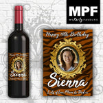 Personalised Photo Birthday Wine Bottle Label (Tiger1) - Any Name/Age/Message