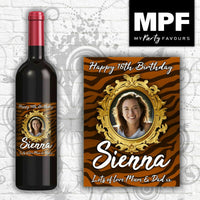 Personalised Photo Birthday Wine Bottle Label (Tiger1) - Any Name/Age/Message
