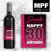 Personalised Birthday Wine Bottle Label (Colours) (Hot Pink) - 18th, 21st, 30th, 40th