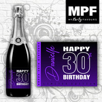 Personalised Birthday Champagne Bottle Label (Colours) (Purple)- 18th, 21st, 30th, 40th